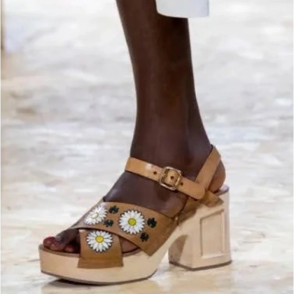MIU MIU Platform Leather Sandals 37 - Picture 4 of 15
